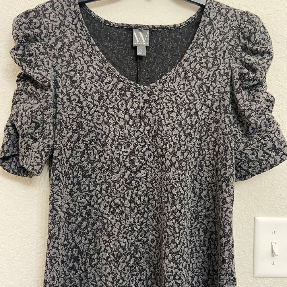 Black and gray dress blouse